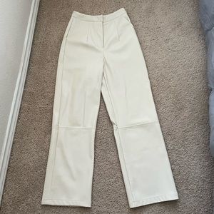 Ivory Faux Leather Pants - hemmed for 5’2